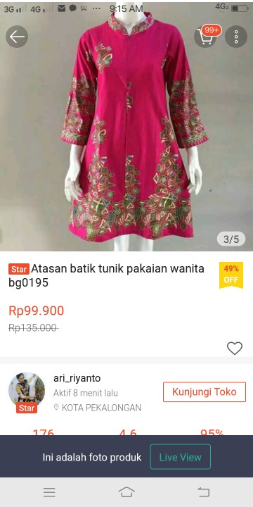 Atasan Batik Tunik Pakaian Wanita Bg0195