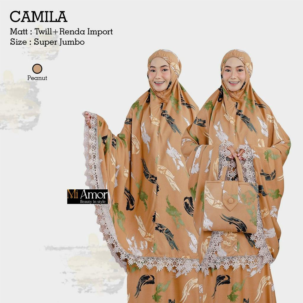 Camila Mukena Dewasa Twill Renda Import Muslim Original Produk By Mi Amore