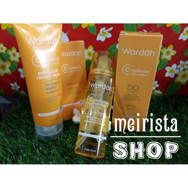 PAKET WARDAH C-DEFENSE SERIES(facial wash 60 ml,serum,dd cream,face mist)/WARDAH/PAKET