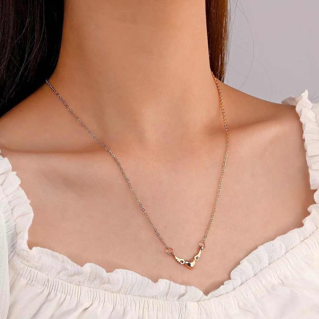 Kalung Fashion Wanita Liontin Hati - Kalung Hati Heart Chain Necklace  Aksesoris Fashion Simple Hati