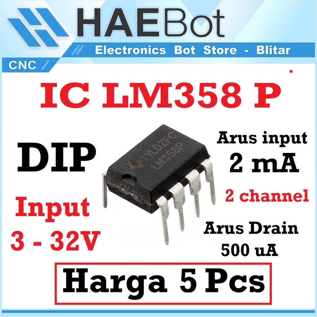 [HAEBOT] IC LM358 P LM358p DIP Dual Komparator Low Power OP AMP Operational Amplifier Hemat Daya Dua Channel Penguat Sinyal Elektronik