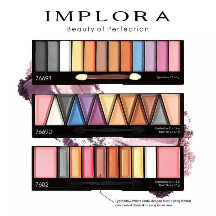 Implora (✔️BPOM) Eyeshadow Pallete + Blush On ( palet eye shadow ) Palette(VHI)