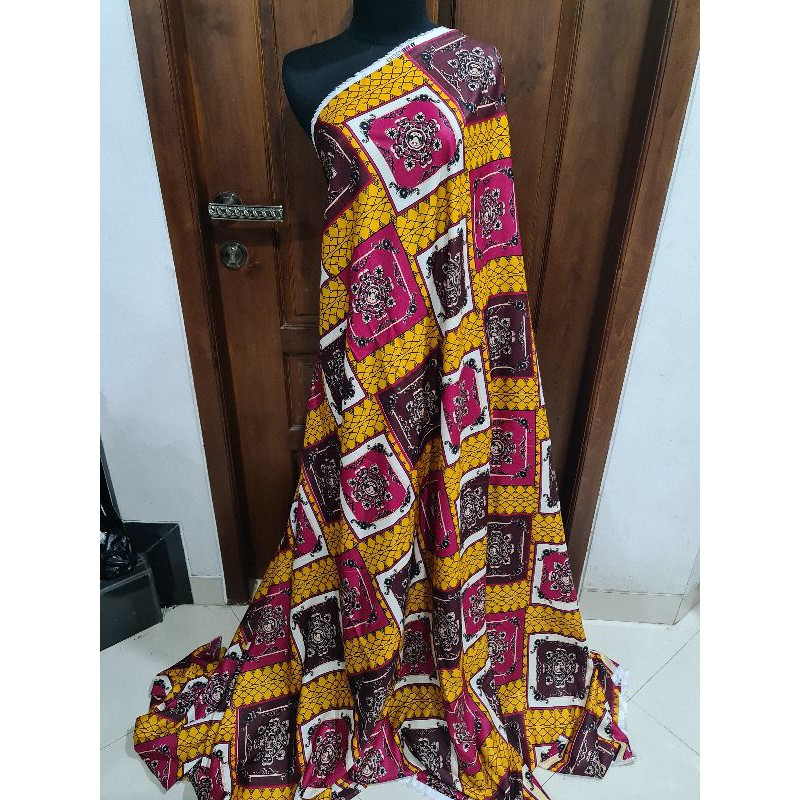 Kain Rayon Viscose Patchwork Kuning Merah (2,25m)