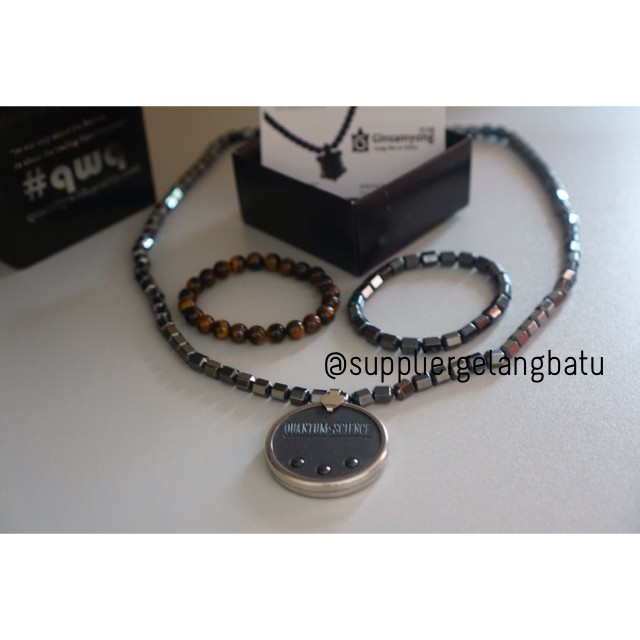 kalung QUANTUM PENDANT LIONTIN terapi magnet permata kesehatan korea aksesoris bahan craft fashion