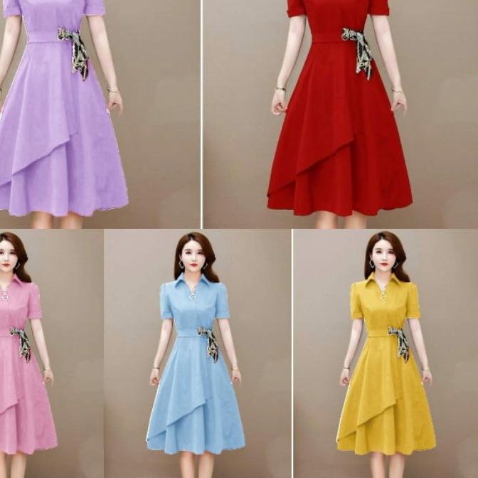 ◊ Dress MOMITA DRESS WARNA UNGU LILAC LAVENDER CASUAL DRESS WANITA DRESS simple DRESS POLOS DRESS ge