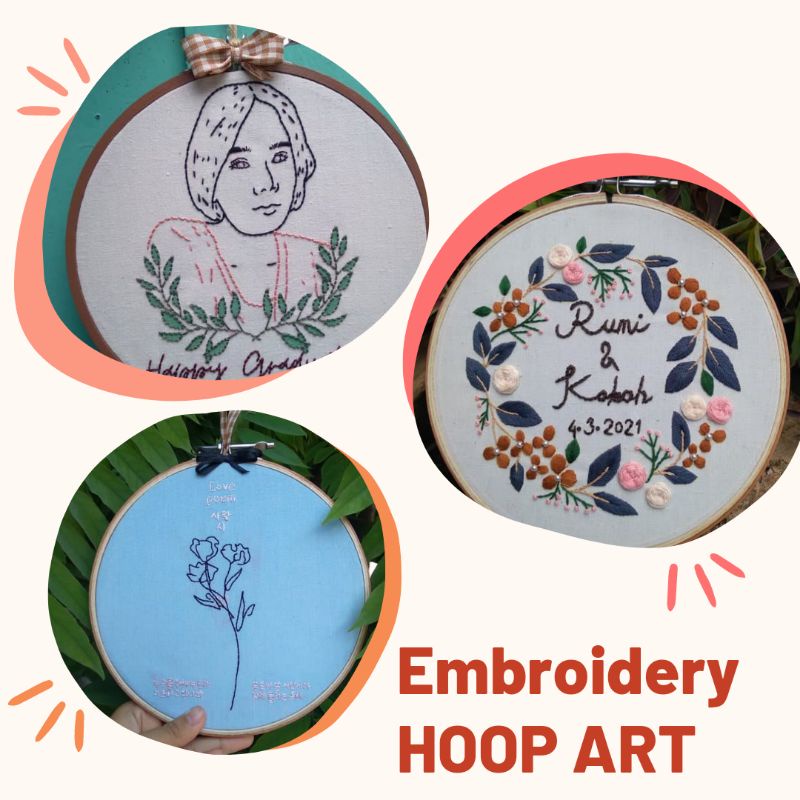 Kado unik embroidery hoop art/sulam hoop art custom nama/hiasan dinding aesthetic/kado unik wisuda