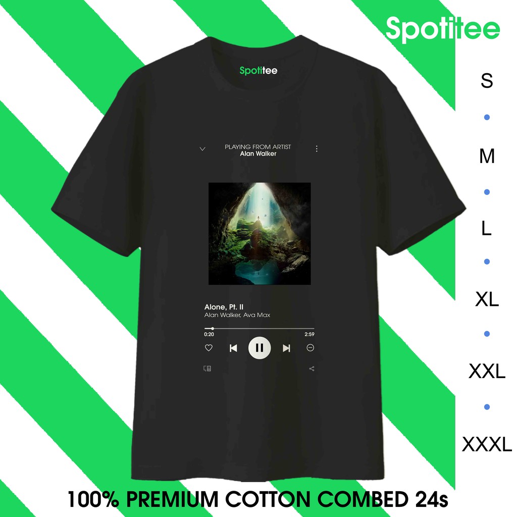 Spotitee Premium - Kaos Spotify Alan Walker - Alone - T Shirt Lagu Spotify Premium