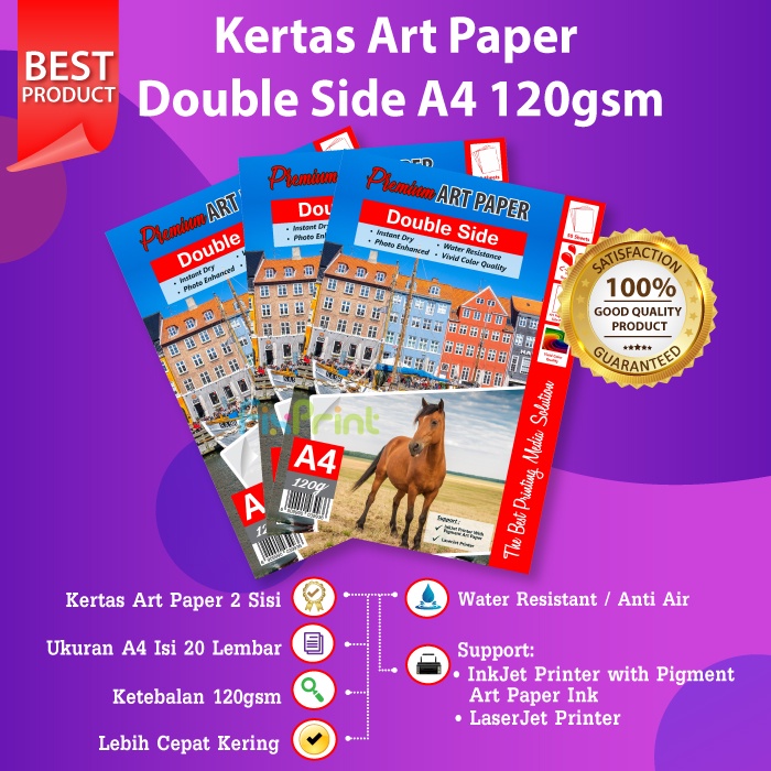 Photo Paper 120gsm 50 Sheets Kertas Art Paper A4 120 gram 50 lembar