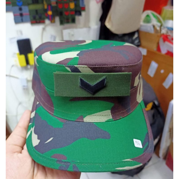 topi pet pdl loreng wol + pangkat bordiran