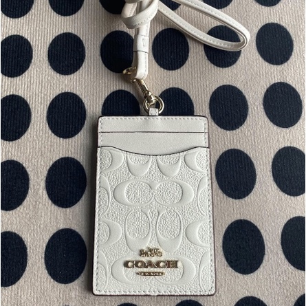 

Coach Signature embossed ID Holder Card Lanyard Original - white chalk dw
