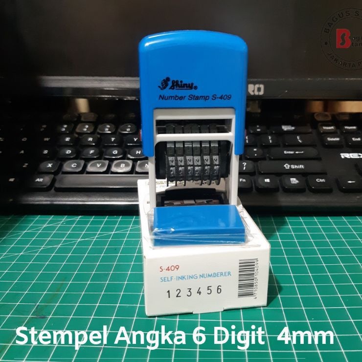 

Stempel Angka 6 Digit Nomor Number Stamp Tinggi Angka 4mm Shiny S409 S-409 S 409