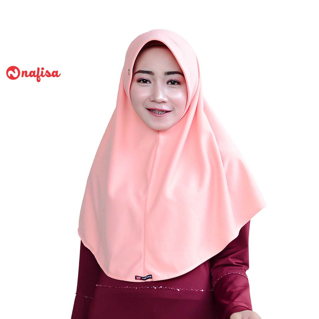 Jilbab PROMO !! JIlbab Instan Bergo Nafisa ASHA | Hijab Jumbo Kaos Instan Khimar Syari Bergo Kerudung Instan Kaos Polos Panjang-PEACH