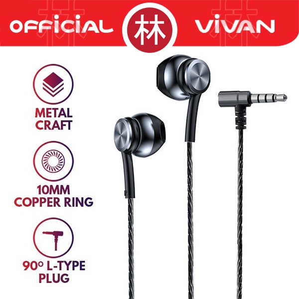 VIVAN Q12 Semi In-Ear Deep Bass Audio Quality Metal Wired Earphone