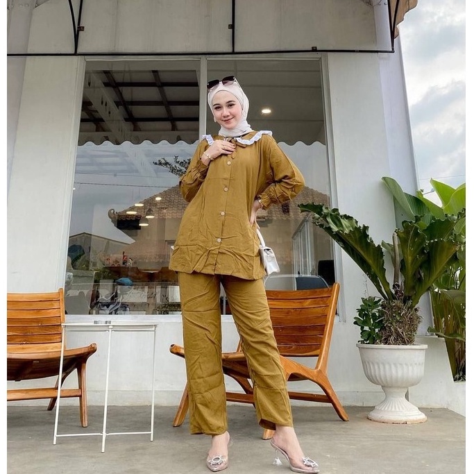 Agatha Setelan Wanita Kekinian One Set Rayon Polos Fashion Muslim Terbaru