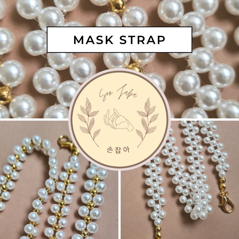 Mask Strap Pearl - Tali Masker Mutiara - Strap Masker Mutiara - Kalung Masker Mutiara