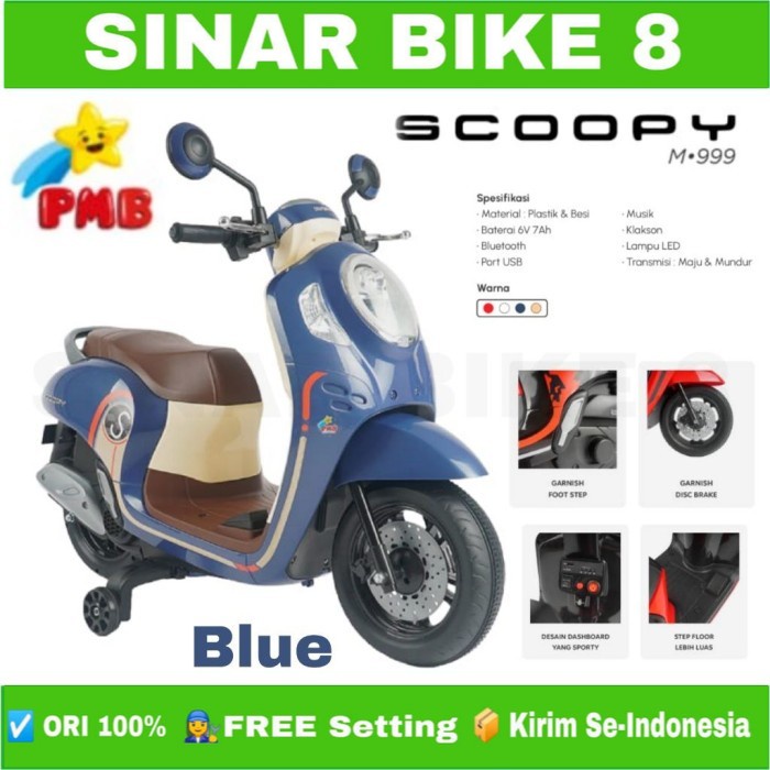 Motoran Aki PMB Model HONDA SCOOPY M 999 Mainan Anak M-999 M999