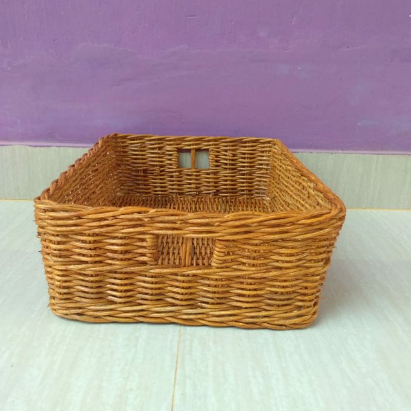 Keranjang rotan nampan besar parcel seserahan sovenir penyimpan aqua barang  36x27x12 cm