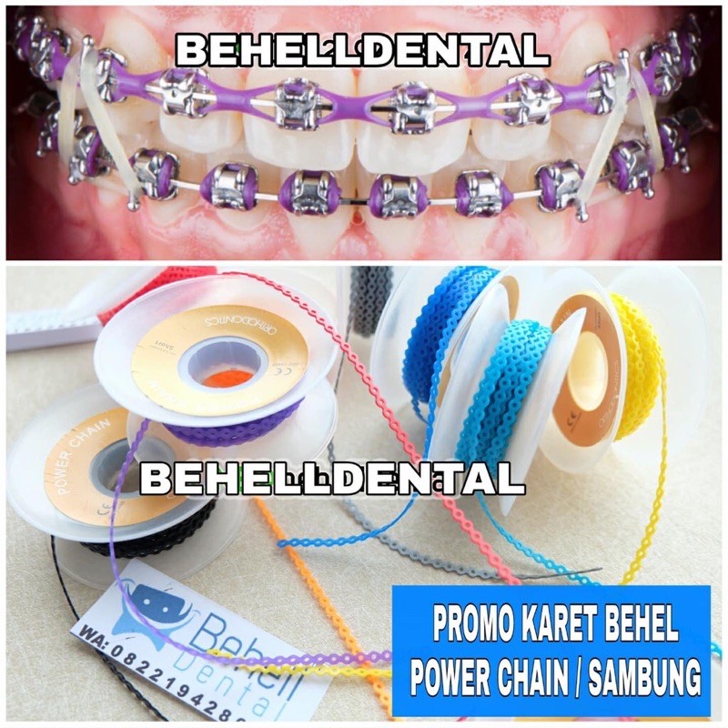 TEBAL KUAT KARET BEHEL POWER CHAIN 1 METER / TARIK / SAMBUNG RUBBER BAND BRACKET GIGI BEHELLDENTAL