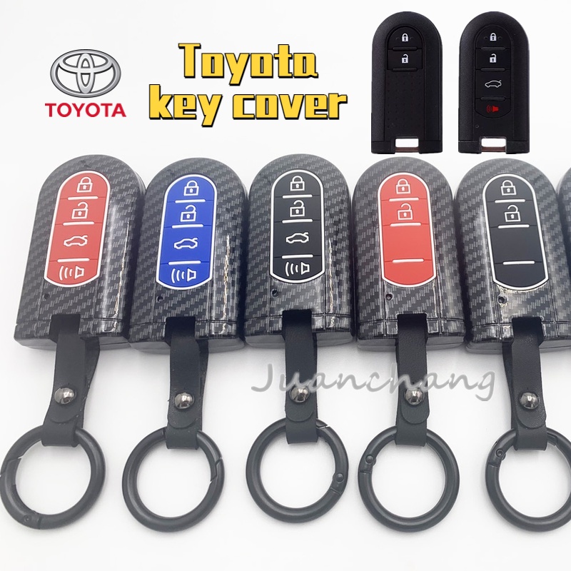 Carbon fiber ABS Protect Key Cover Case Untuk Toyota RUSH wigo ALL NEW Rush2018/Veloz2019 Tanto Smart Key holder Gantungan Kunci keyring Aksesoris Mobil