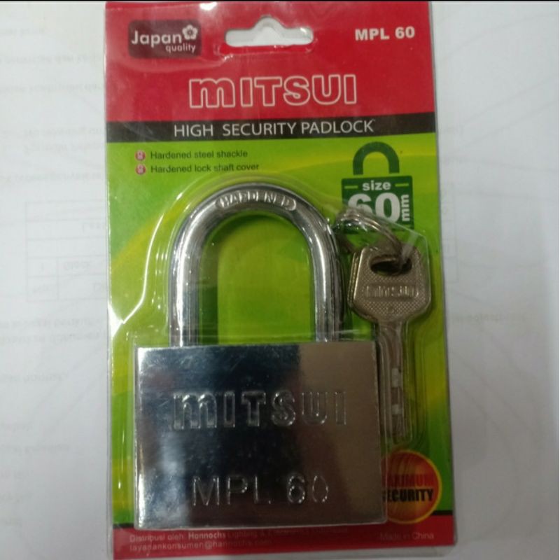 Gembok Baja MITSUI MPL 60mm - Size Medium Pendek - Gembok