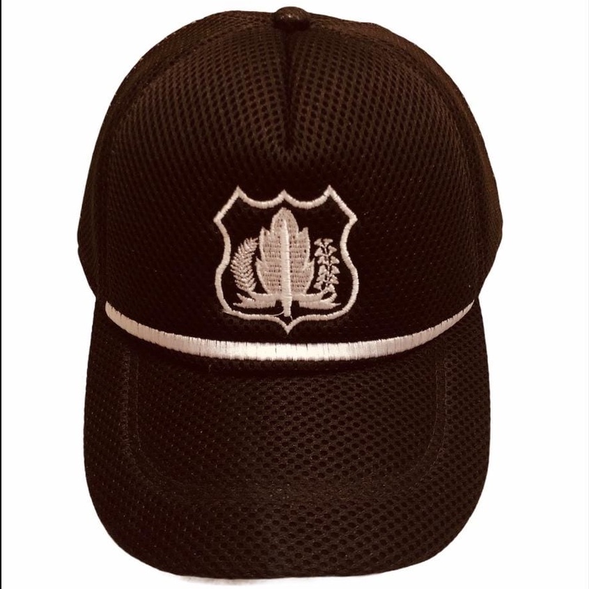 TOPI SATPAM COKLAT LIS PUTIH