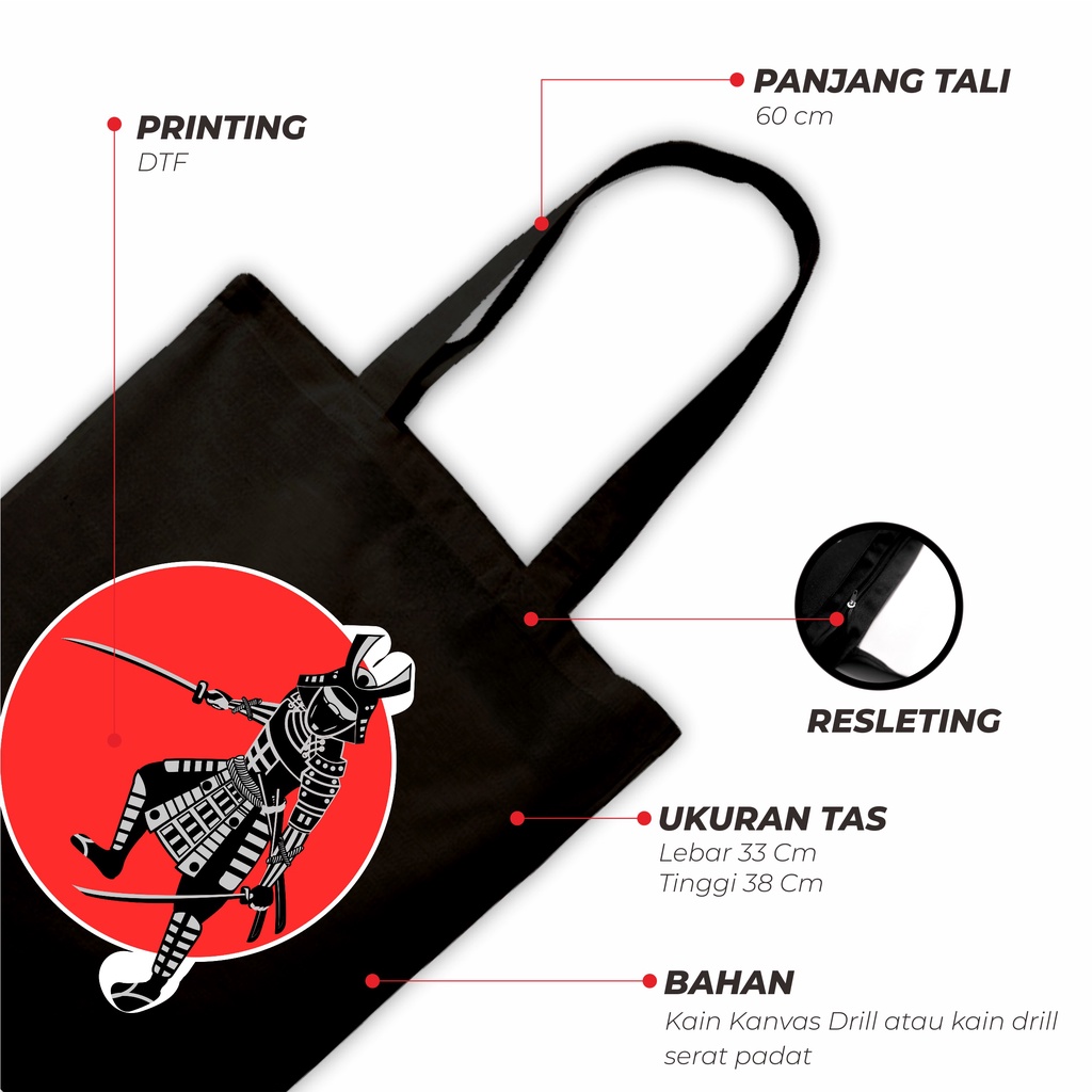 Sevine Totebag Tas Wanita Tote Bag Resleting Japanese Black Series Hitam - NPN6