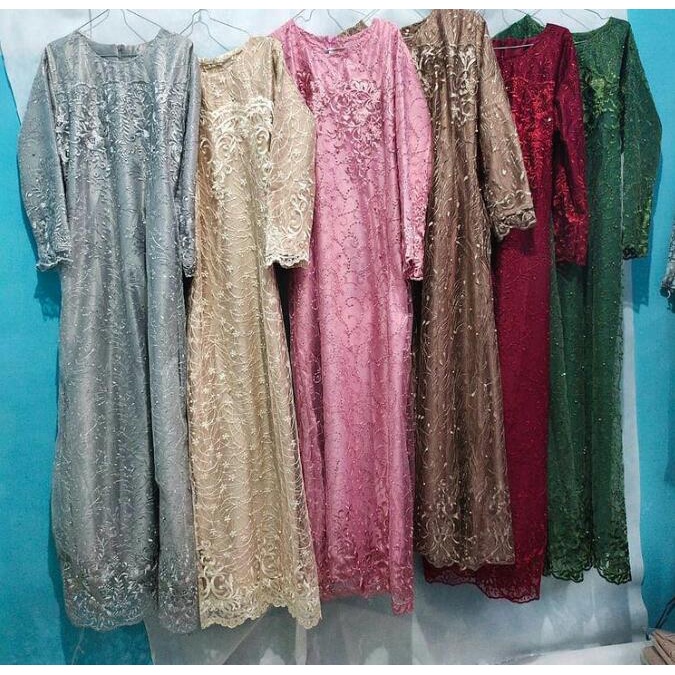 ADA JUMBO!! GAMIS BRUKAT KEBAYA TILE MAXY DRESS WANITA MUSLIM BROKAT VELVET MURAH GAMIS TERBARU