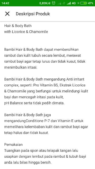 Bambi Baby Hair and Body Bath 200ml