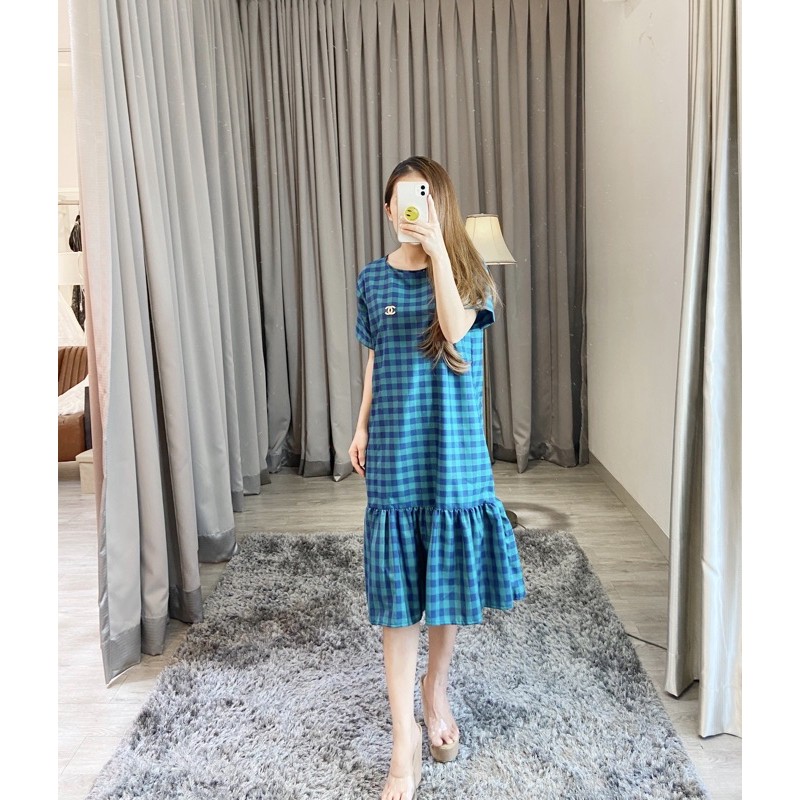 dress duyung / dress kotak model korea/ dress rempel bawah / dress susun bawah K 476