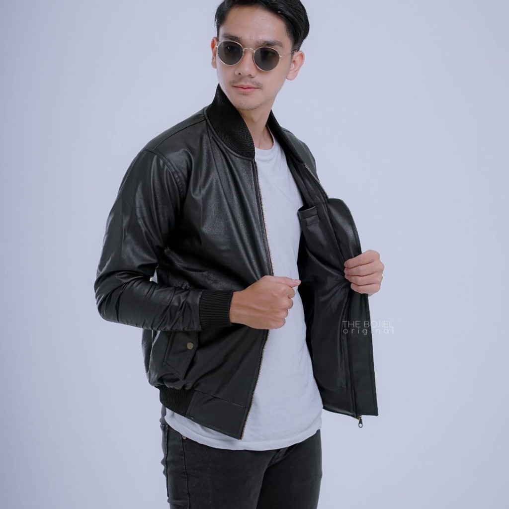 JAKET SEMI KULIT BOMBER/JAKET SINTETIS/JAKET BOMBER PRIA ORIGINAL/JAKET KULIT PRIA