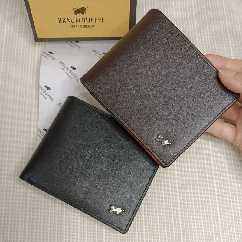 Dompet lipat pria logo besi kulit sapi asli