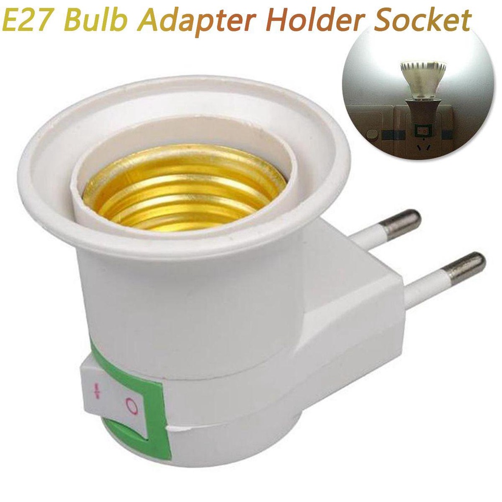 Rebuy Lamp Holder E27 Bohlam EU Plug Splitter Light Socket Adaptor Soket Base Lampu