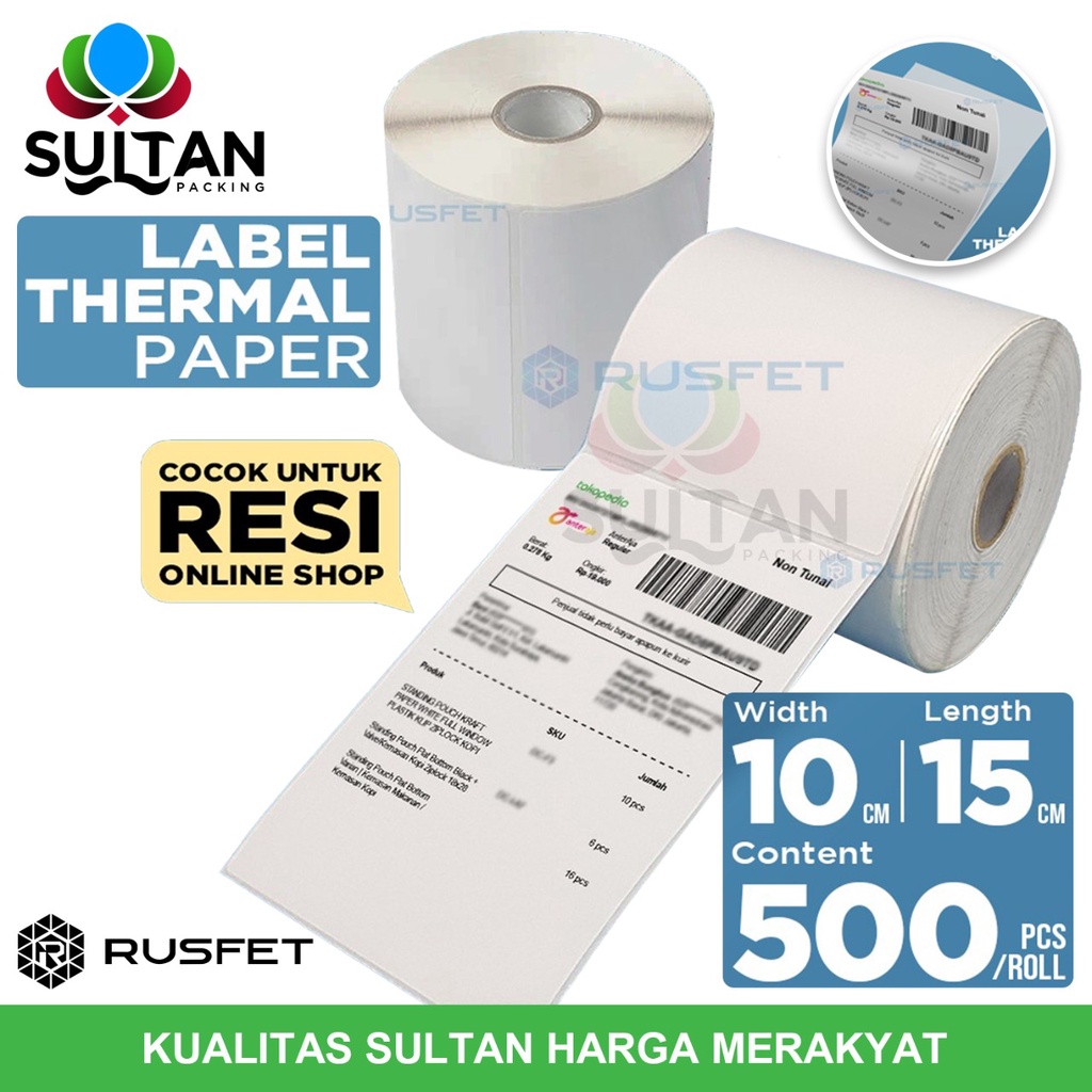 

RK Label Kertas Sticker Thermal Rusfet Resi Paper stiker printer barcode POS onlineshop