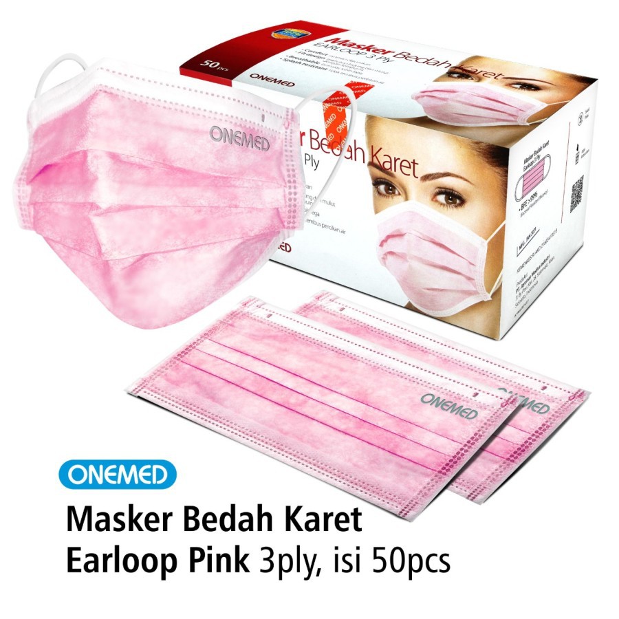 Masker Karet Pink OneMed box 50pcs OJB