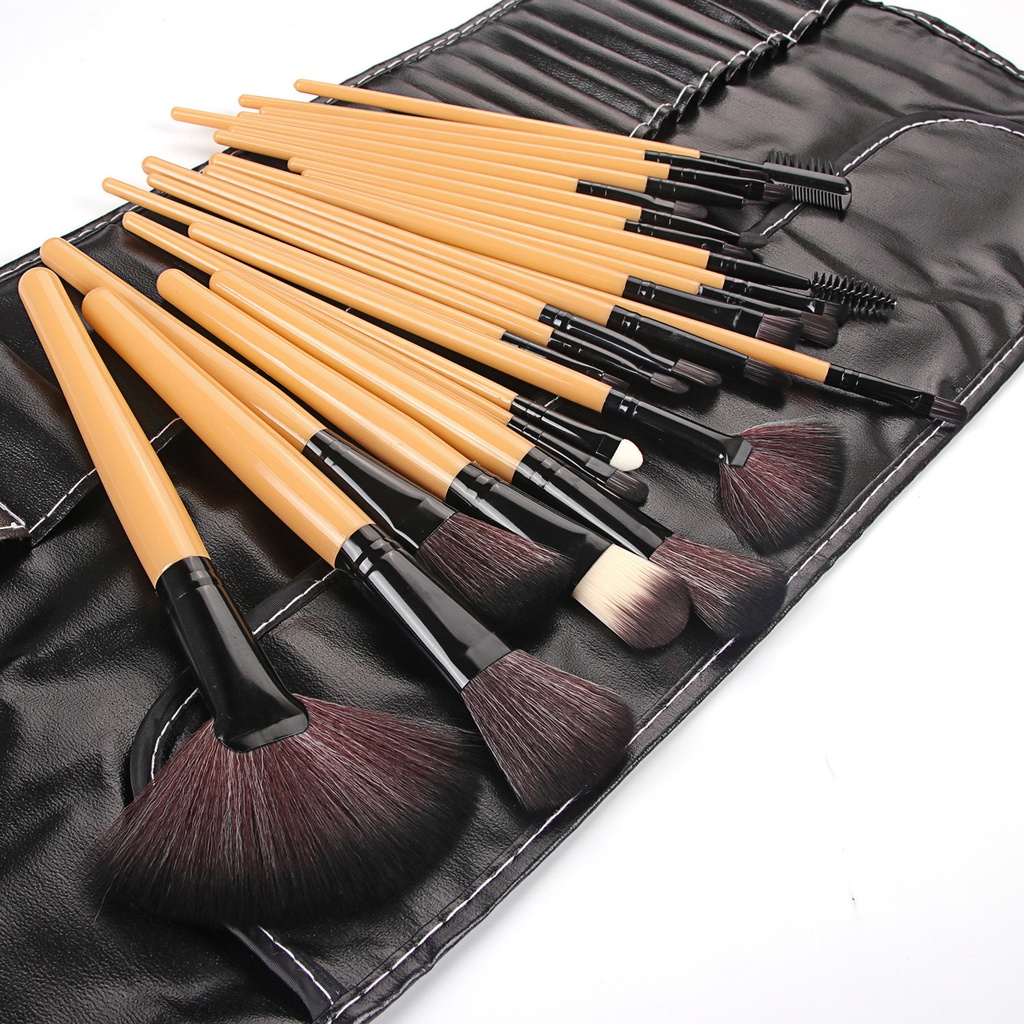 Brush Make Up 24 Set dengan Pouch Kuas Make Up Wajah Brush Make Up Bulu Halus Tidak Rontok Brush Make Up Set Lengkap