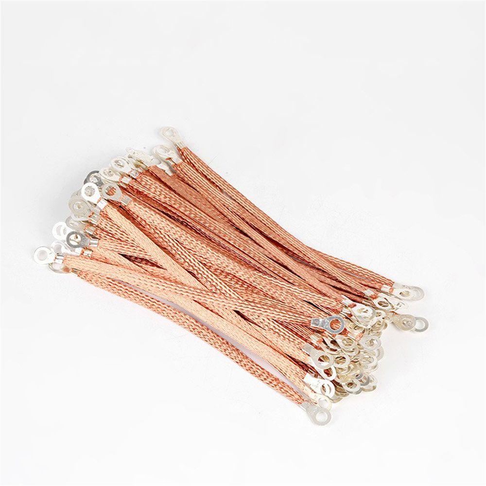 Populer 100Pcs Sambungan Jembatan Kawat Arde 100 Pcs Braided Grounding Cable Soft Sambungan Lubang Tembaga Clad Aluminium