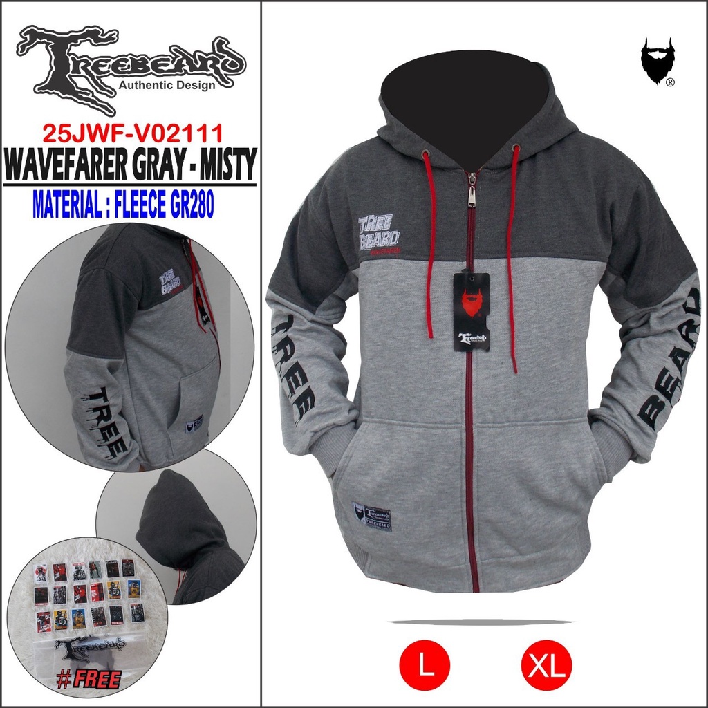 Jaket Zipper Pria Treebeard Hoodie Jacket Resleting Hodie Cowok Flecee