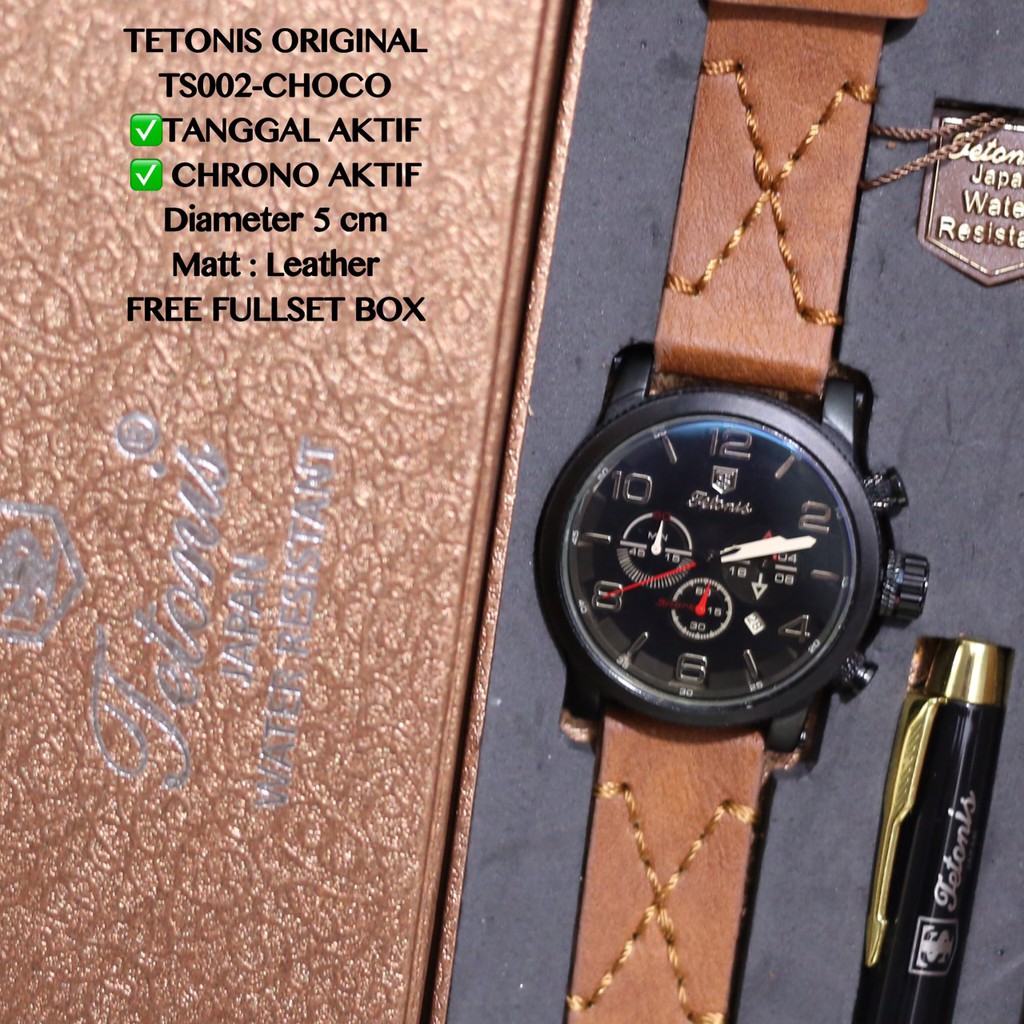 Jam tangan pria original TETONIS fullset box dan puplen kado ultah souvenir grosir TS