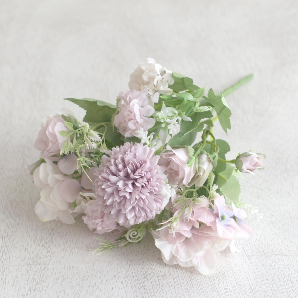 COD/TM99 BUNGA HYDRANGEA MIX BUNGA TANGKAI PLASTIK BUNGA ARTIFISIAL PAJANGAN BUNGA HIASAN P3170-UNGU