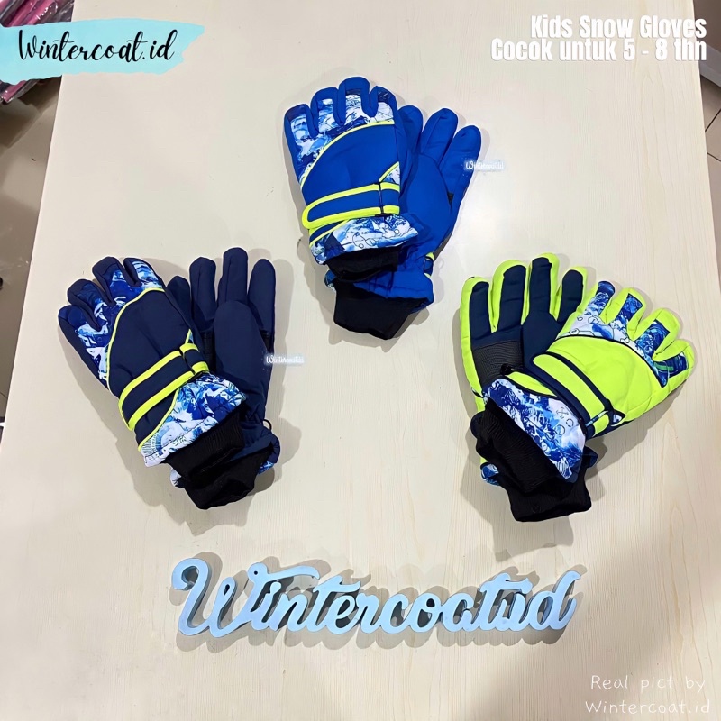 Kids snow gloves sarung tangan salju anak main ski waterproof hangat anti slip cowok cewe remaja import cool