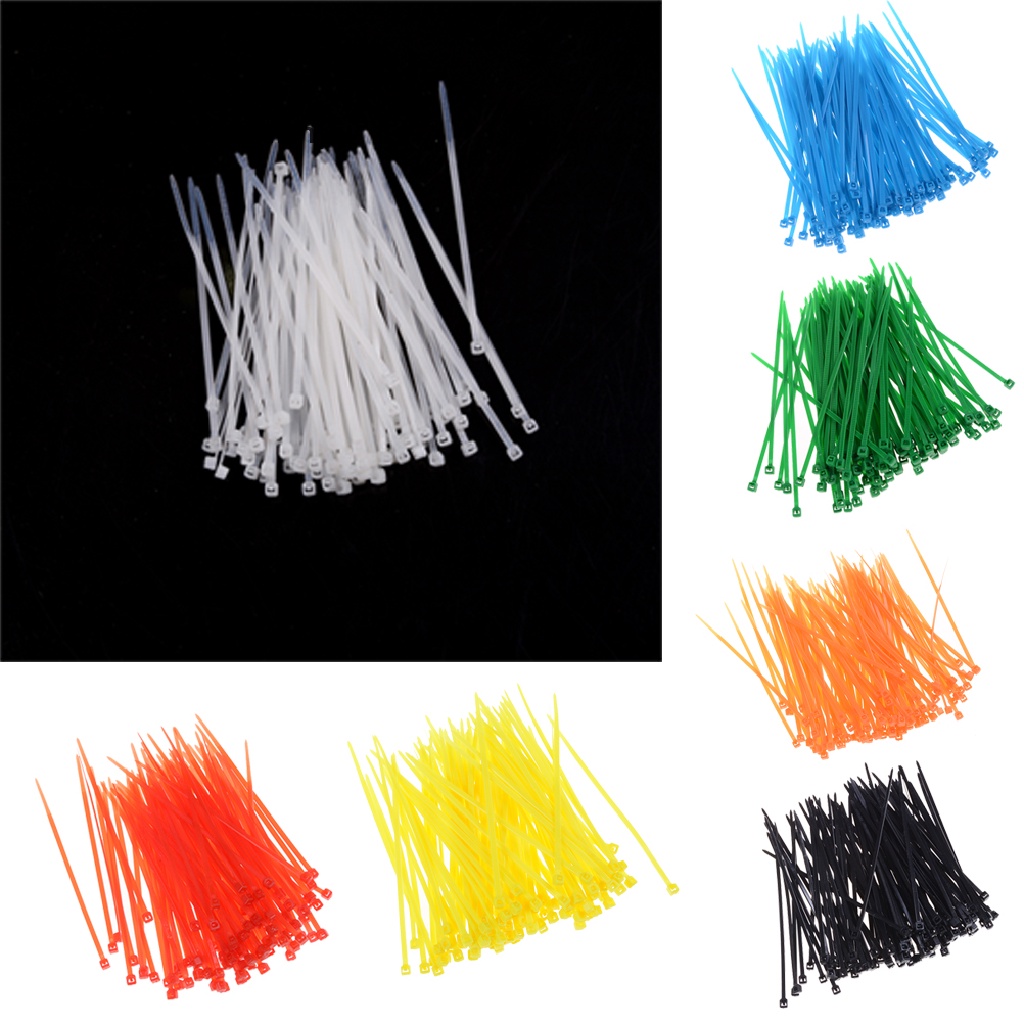 Adawnshbhyu 100pcs 3x100mm Nylon Plastik Warna-Warni Kabel Kawat Organiser Zip Tie Cord Strap