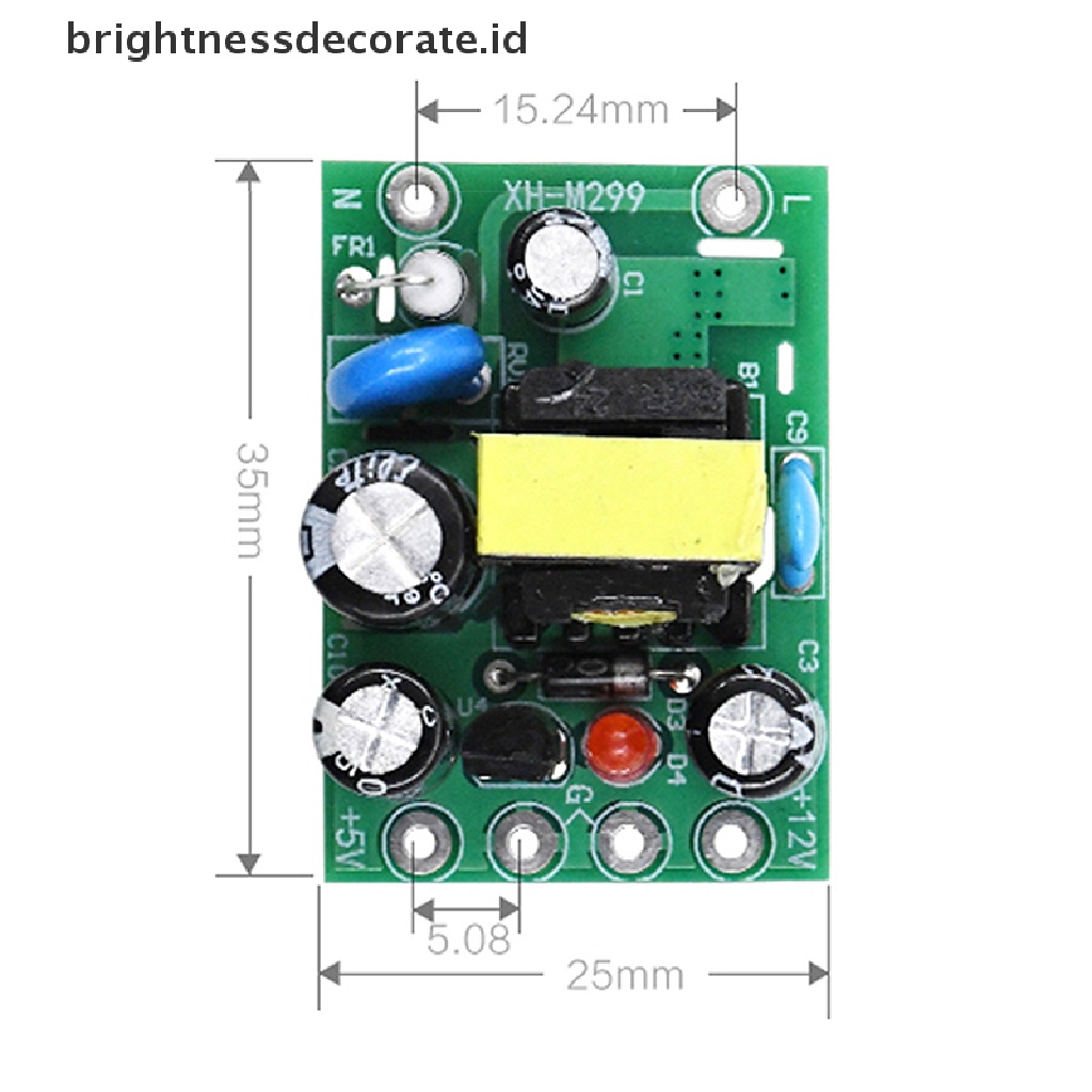 Papan Modul Konverter Mini Ac110V 220v Ke Dc 12v 0.2a + 5v