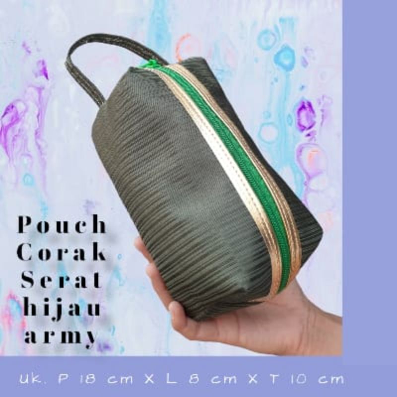 POUCH KOSMETIK CORAK LIST GOLD