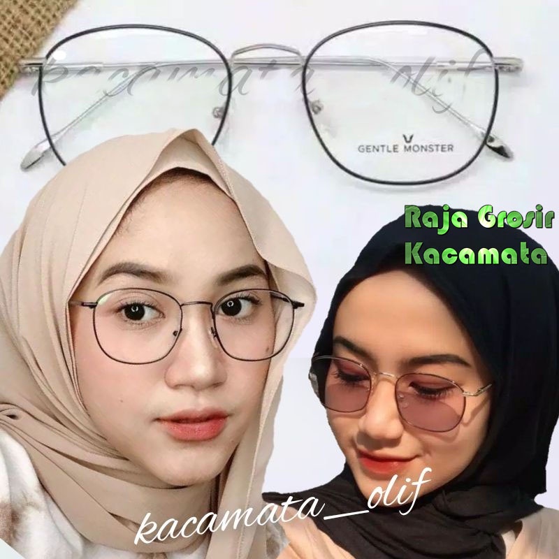 PROMO!! Kacamata 8261 pria dan wanita sudah termasuk photocromic antiradiasi frame besi kotak 1947