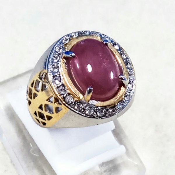 CINCIN BATU AKIK PERMATA NATURAL PINK RUBY MEWAH DAN BERKELAS