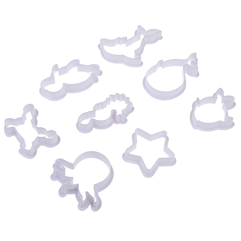8pcs / Set Cetakan Pemotong Biskuit / Cookies Bentuk Hewan Laut Mini Diy