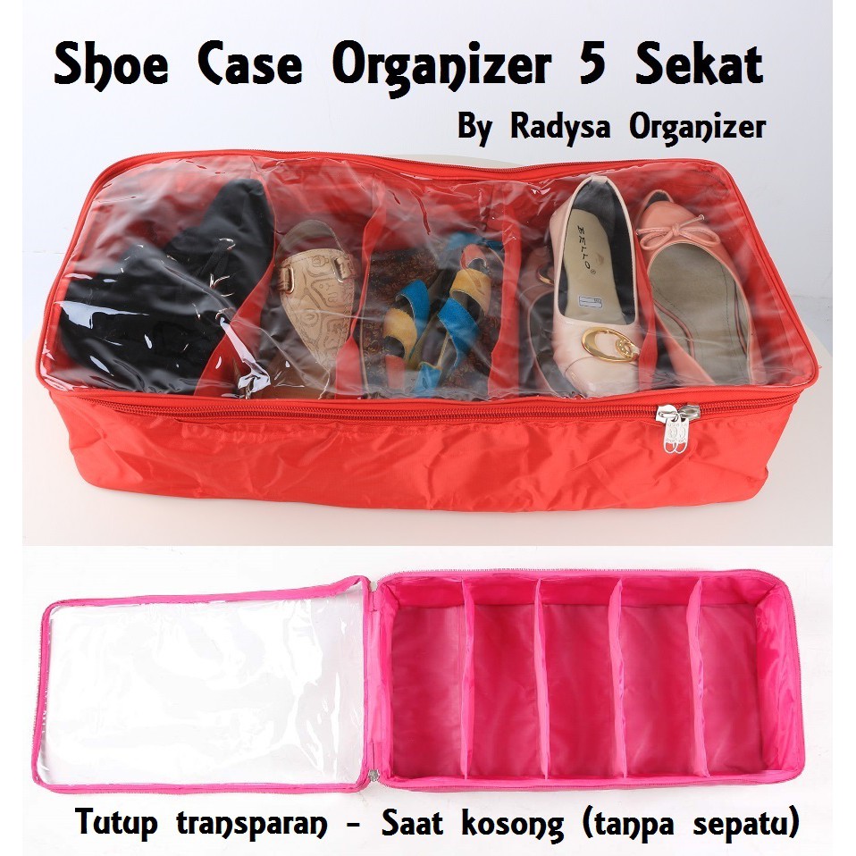 SCO5 - Shoe Case Organizer 5 sekat - Tempat Sepatu 5 pasang