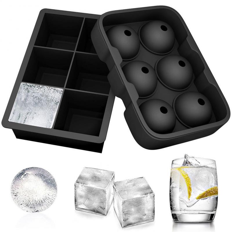 

Cetakan Es Batu Ice Cube Tray Mold Model Cube + Ball 2 PCS - Black