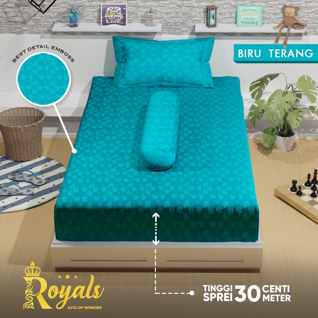 Royals Sprei Jacquard Emboss Uk 100/120 - Biru Terang