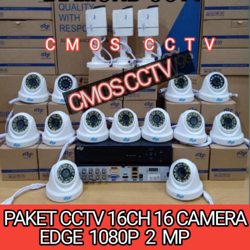 PAKET CCTV EDGE 16CH 16CAMERA 2MP FULL HD 1080P KOMPLIT+HDD 2 TB